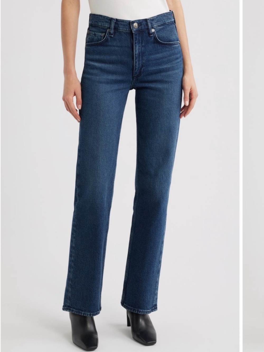 Rag & Bone Harlow Mid-Rise Straight Leg Jeans – Dark Blue Denim – Size 29